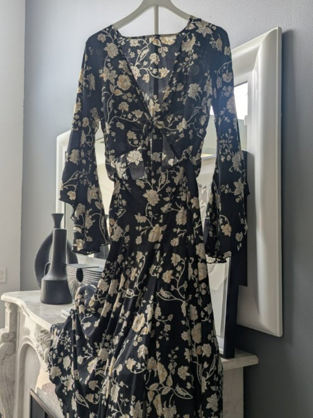 ALE-HOP Black Floral Two-Piece Maxi Skirt Set – One Size